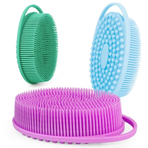 Bsofing 3-Pack Soft Silicone Body Scrubber & Exfoliating Shower Brush