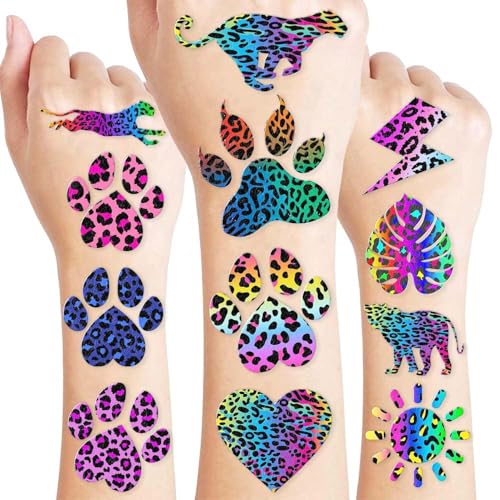 Cheetah Temporary Tattoos - 96 Jungle Theme Stickers for Kids