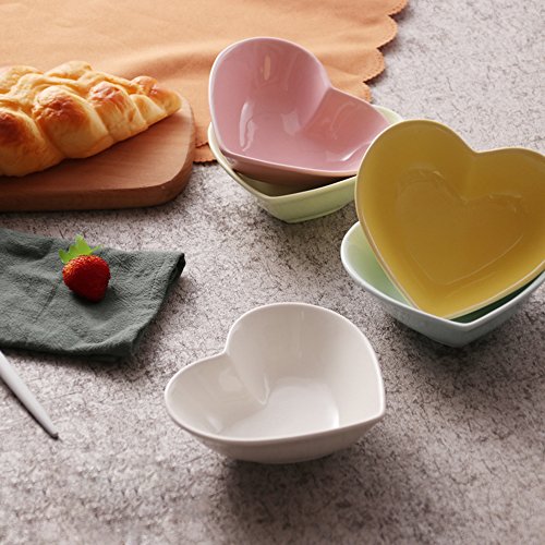 Heart-Shaped Ceramic Pudding Cake Bowl Set of 4 - Microwave Safe