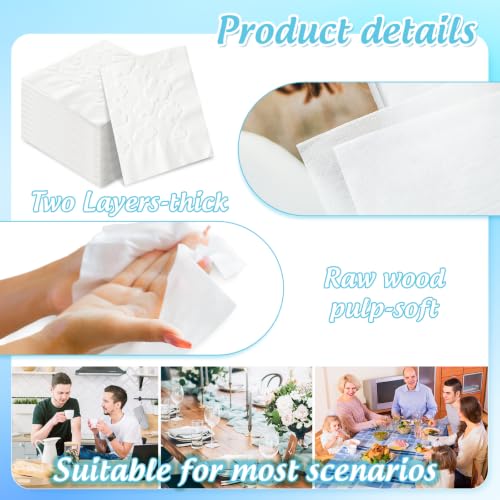 AnyDesign 50 Pcs Cloud Cocktail Napkins - Decorative White Paper Napkins for Parties