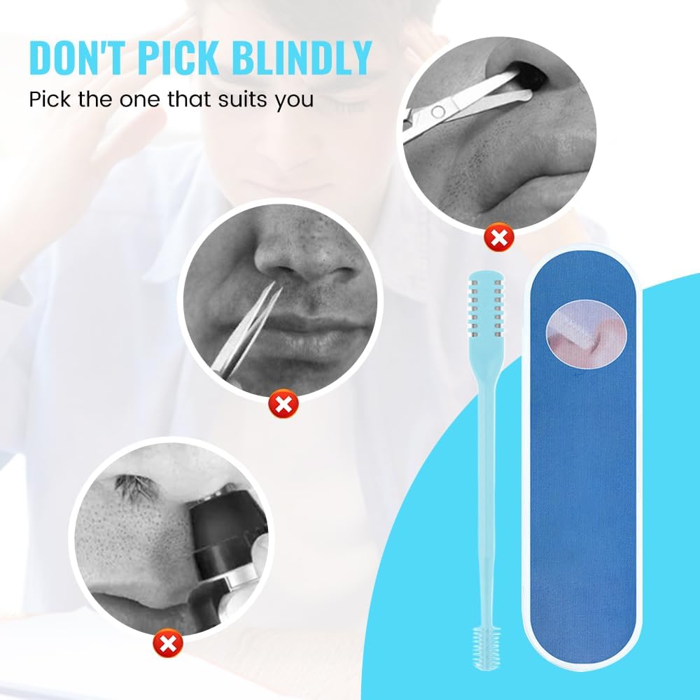 Nasal Hair Cutter - 2-in-1 Manual Nose Trimmer with Cleaning Brush | 360° Rotating Design, Double-Sided Tool for Men & Women (White, 3 PC)