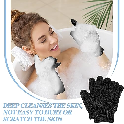 Ramede 30 Pair Exfoliating Gloves Double-Sided Nylon Scrubbers Black