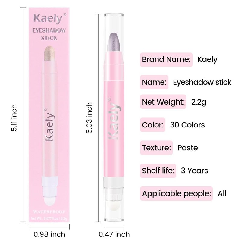 2in1 Cream Eye Shadow Brightener Sticks - Waterproof Pigmented Pencil Applicator | 24 Smoky Amethyst Shimmer