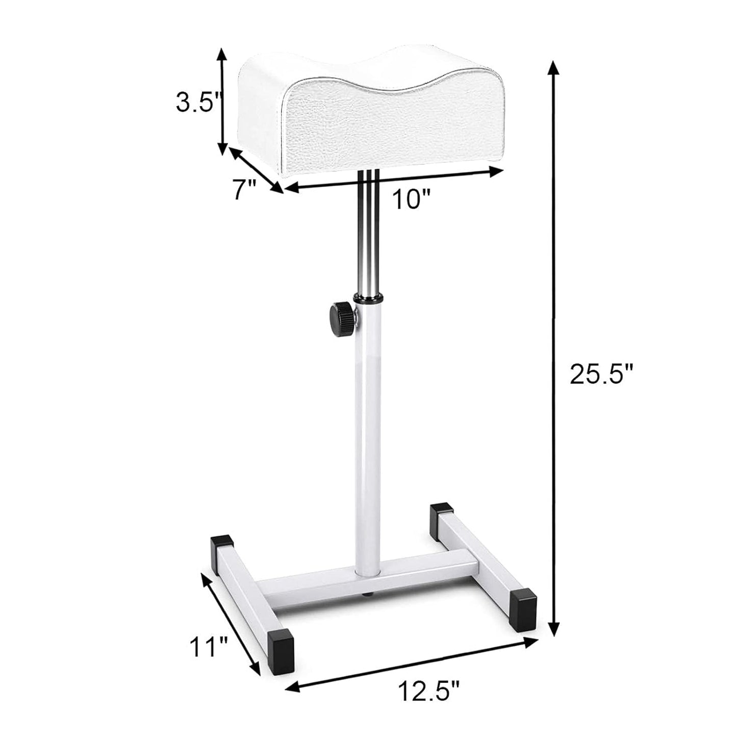 Adjustable Height Pedicure Stool - Comfortable Foot Rest for Home Salon | White