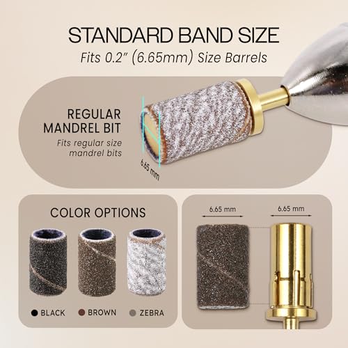 PANA 100-Pack 150 Grit Nail Sanding Bands for Nail Drills