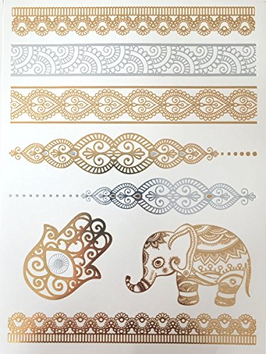 Modern Boho Gold/Silver Tattoo Sheets – 10-Sheet Ultimate Collection (Multicolor Variation)