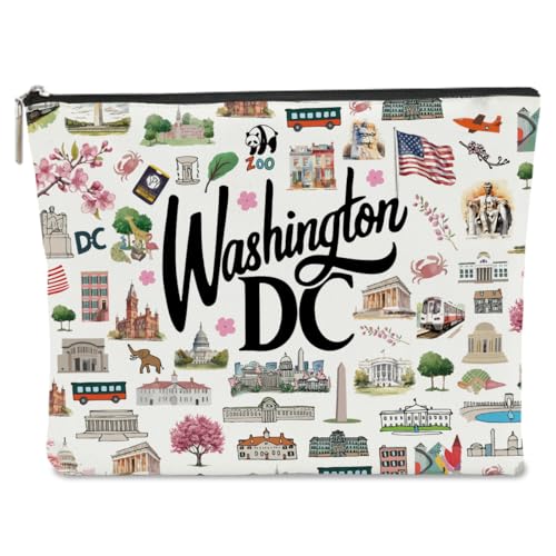 Washington DC Travel Makeup Bag - Waterproof Cosmetic Organizer for Women