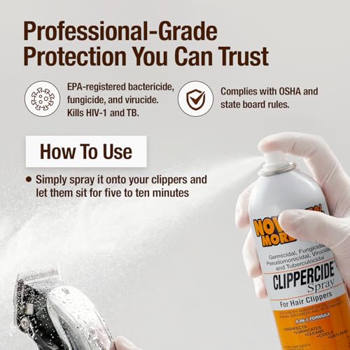 CLIPPERCIDE 5-in-1 Clipper Disinfectant Spray 15oz, 1 Pack | Cleans, Lubricates, Cools, Prevents Rust & Disinfects | Professional Clipper Spray for Barbers, Stylists & Pet Groomers | Made by BARBICIDE