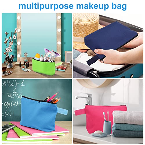 15 Pack Canvas Makeup Bags Bulk - 7.5-Inch Blank DIY Cosmetic Pouches