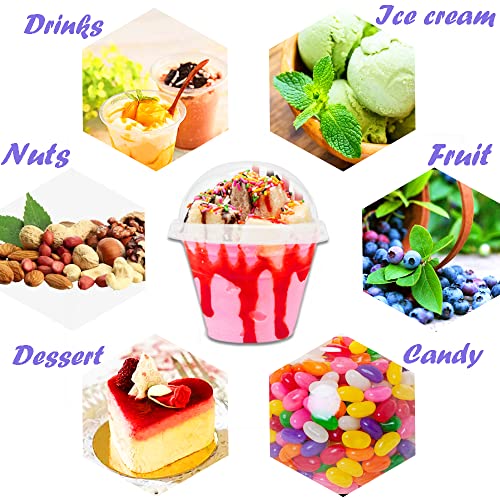 50 Pack 6 oz Clear Plastic Cups with Dome Lids - Disposable Dessert Cups