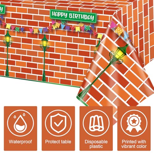 3 Pcs Cartoon Street Birthday Tablecloths - 54 x 108 Inch Disposable