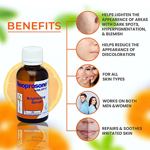Neoprosone Vitamin C Serum for Face - 1 Fl Oz (Pack of 2) | Brightening, Anti-Wrinkle