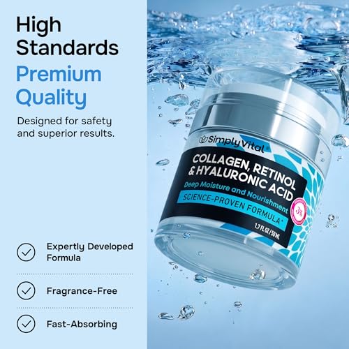 Anti-Aging Face Moisturizer with Retinol, Collagen & Hyaluronic Acid - Moisturizer Face Cream for Women & Men - Visibly Firming & Hydrating Neck Cream - Day & Night Skin Care - 1.7 fl oz