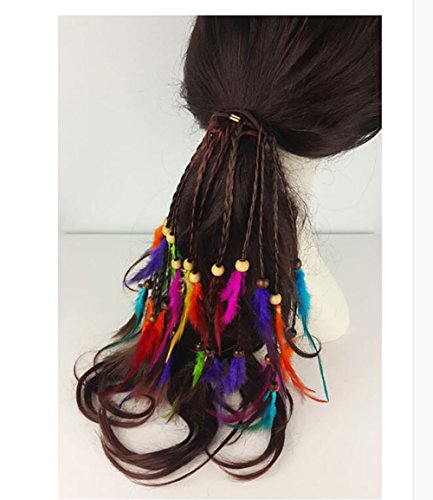 4PCS Handmade Boho Feather Hair Bands - Stylish Hair Accessories