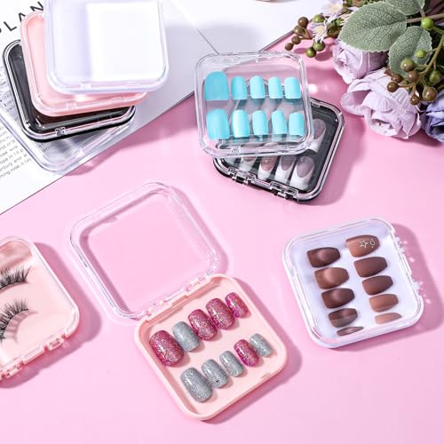 Tolare 4-Color 32-Pack Press On Nail Storage Boxes with 60 Double-Sided Adhesive Tapes