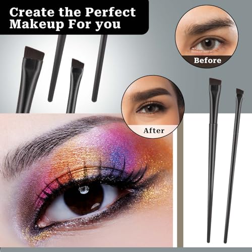 10 Pcs Angled Eyebrow and Eyeliner Brush Set for Makeup