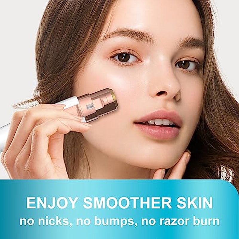 Eyebrow Trimmer, Facial Hair Removal for Women, 2 in 1 Rechargeable Eyebrow Razor & Painless Hair Remover Kit, Hair Removal Device for Eyebrows, Peach Fuzz, Lips, Arms, Legs with Light (Rose Gold£©