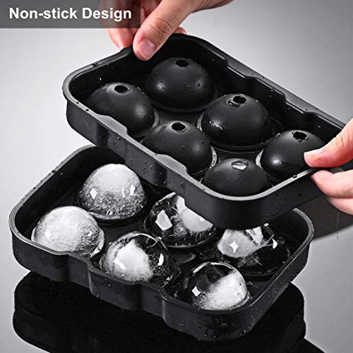 Helpcook Large Ice Cube Trays Set of 2 - Silicone Ice Molds for Whiskey & Cocktails