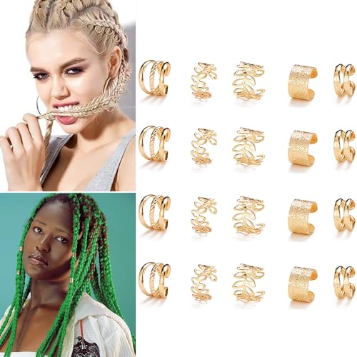 20 Pcs Gold Hair Braid Clips - Metal Alloy Jewelry for Braids & Dreadlocks