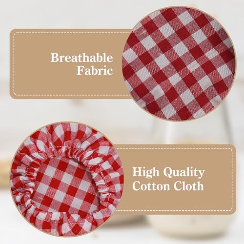 Handmade Cotton Plaid Jar Covers for Sourdough Starter - 6 Pack