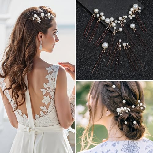 12pcs Pearl Hair Pins for Brides & Bridesmaids - Elegant Wedding Accessories