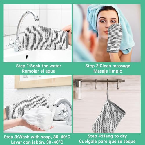 PHOGARY 8 Pack Microfiber Wash Mitts for Face & Body Care
