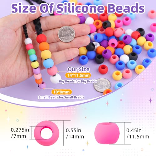 TINKRSTUFF 120Pcs Purple Mix Silicone Hair Beads Kit - 14mm