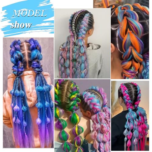 DAN NING 30 Inch Colorful Pre Stretched Braiding Hair Extensions - 3 Packs, Yaki Texture, Festival Style (Light Blue, Purple, Lavender)