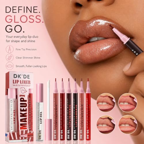 MAVENI Liquid Lip Liner & Lip Oil Set - 05 Peach Nude, Waterproof Glossy Finish