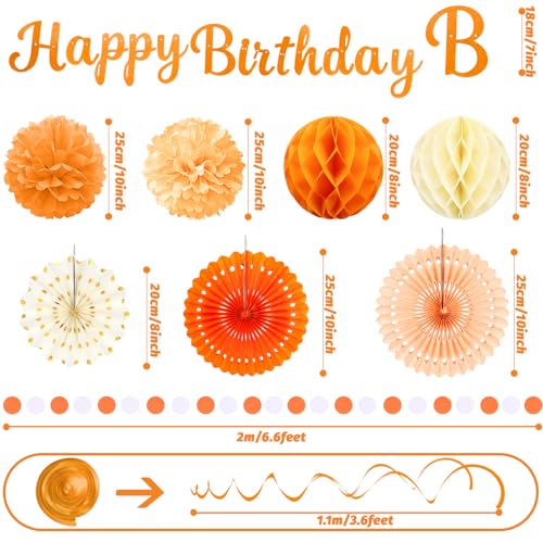 Orange Beige Birthday Decoration Kit - 20pcs Party Set for Women
