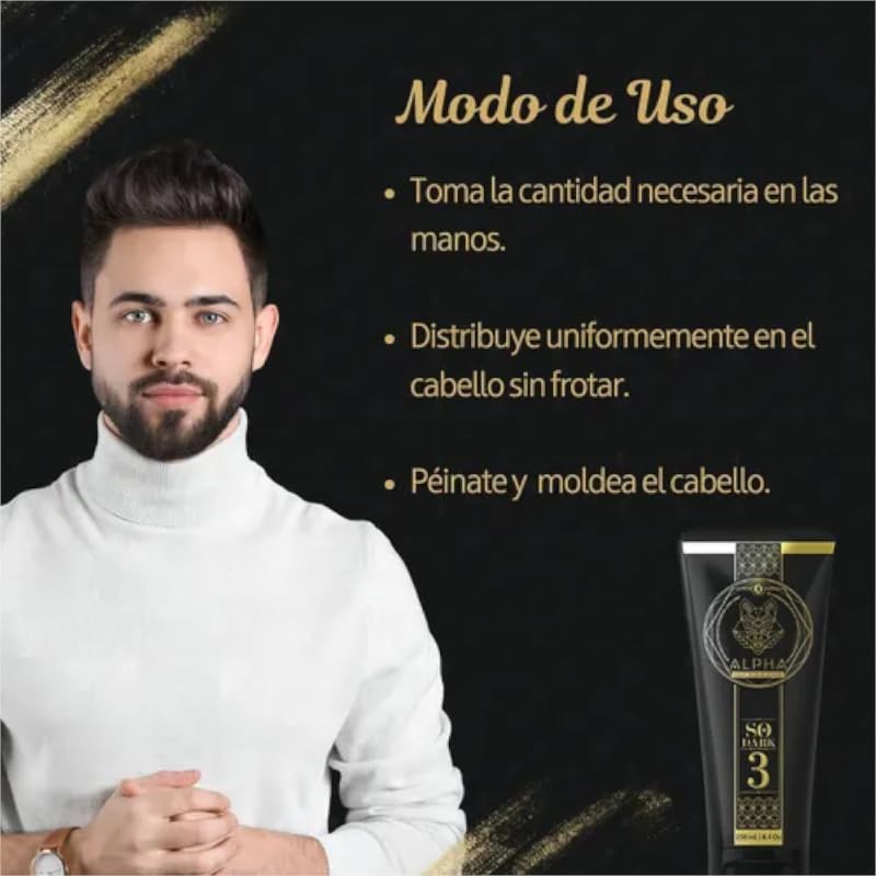 Ouro Alpha So Dark Gray Hair Gel - Natural Black Cover & Styling 8.45oz