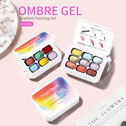 AOBOO Ombre Gel Nail Polish Kit with Sponges for Gradient & Nail Art