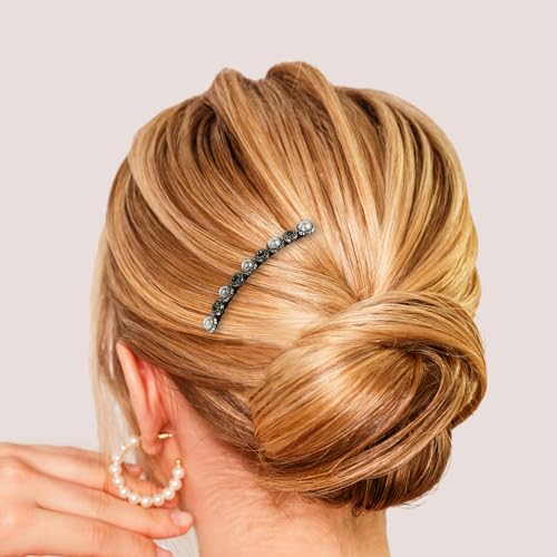 5-Piece Rhinestone Pearl Hair Side Combs - Decorative Updo Hair Accessories