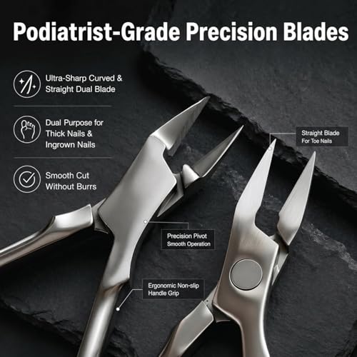 Gubonwer Straight Blade Heavy-Duty Toenail Clippers for Thick Nails – Wide Jaw, Engraved Stainless Steel