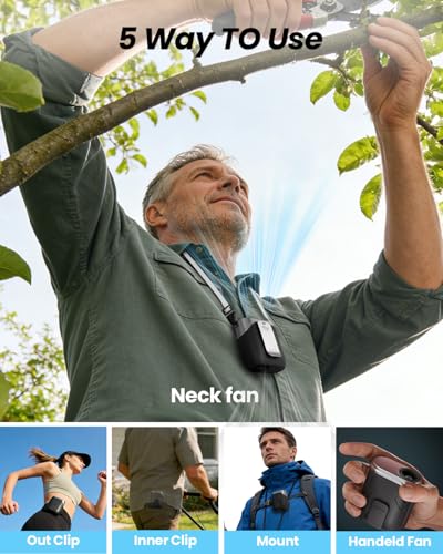 SWEETFULL Mini Portable Neck Fan - Rechargeable 100 Speed Turbo Airflow for Outdoor Use