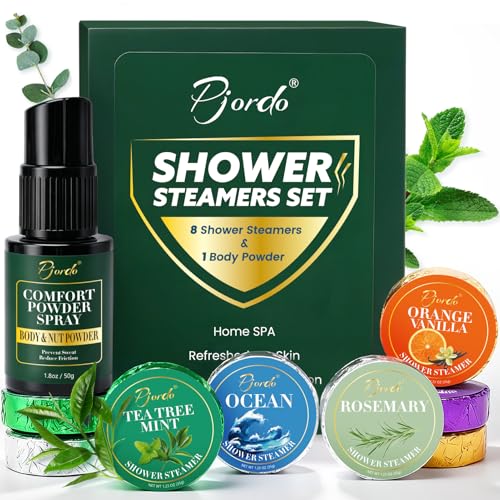 Pjordo Shower Steamers & Body Powder Gift Set for Men, Aromatherapy Spa