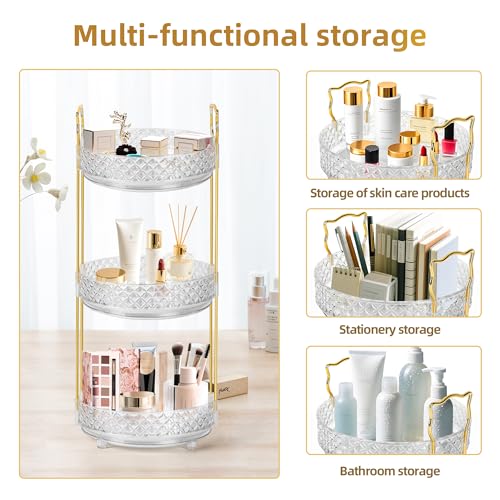 360° Rotating Makeup Organizer - Adjustable Perfume Storage for Dresser