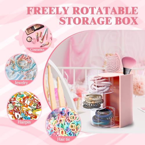 2 Pcs Pink Hair Accessories Organizer with Makeup Brush Holder