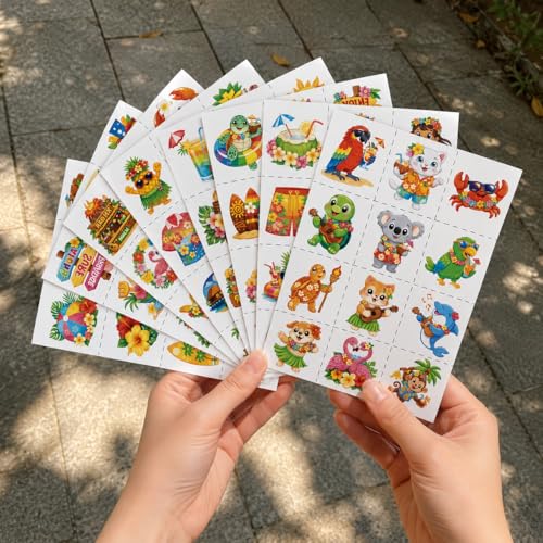 96pcs Hawaiian Temporary Tattoos - Tropical Beach Designs