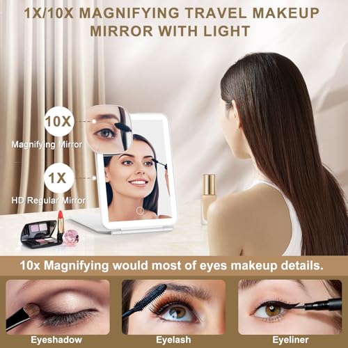Mocado LED Foldable Travel Makeup Mirror - USB Rechargeable (White)