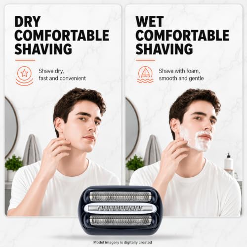 Black 32B Replacement Razor Heads for Braun Series 3 3010s 3040s 3090 - 2 Pack