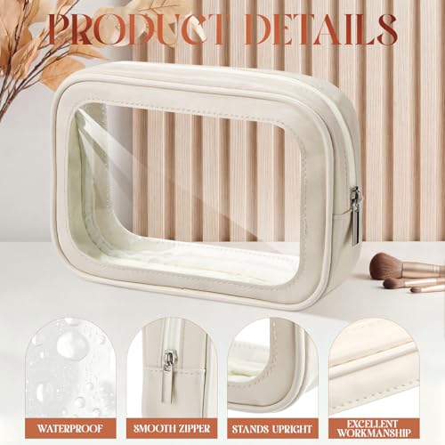 Abbylike 4 Pack Clear Makeup Bags TSA Approved Water-Resistant Toiletry Organizer