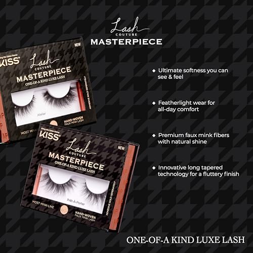 KISS Lash Couture Masterpiece Prêt-À-Porter False Eyelashes 12mm Reusable Vegan Pack of 2
