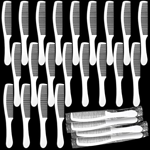 100 Individually Wrapped White Disposable Plastic Hair Combs