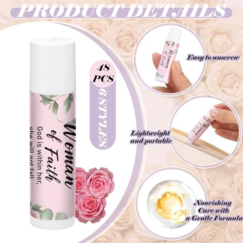 48 Pcs Woman of Faith Lip Balm Bulk Christian Gift Set - Inspirational Christian Lip Care