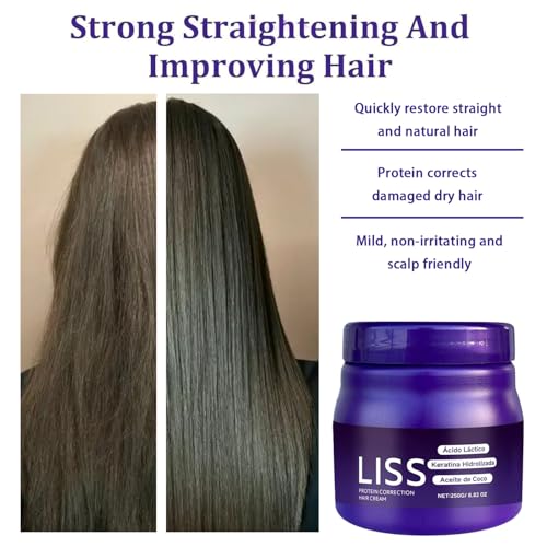 Hair Straightening Cream with Keratin & Coconut Oil - No Formaldehyde, Rebuild & Shine - 1pcs