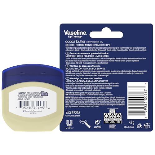 Vaseline Cocoa Butter Healing Jelly Travel-Size 6-Pack - Moisturizing Skin Protectant