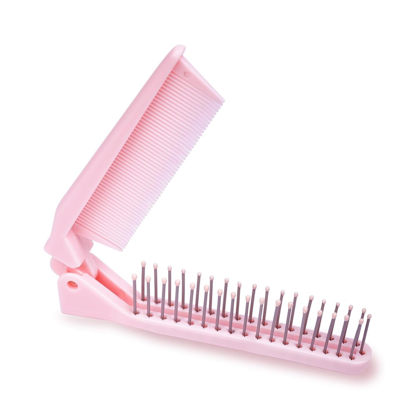 Double Head Folding Travel Hair Comb - Mini Pocket Detangling Brush for All Hair Types | Purple