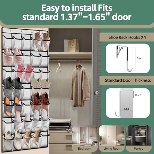 Over the Door Shoe Organizer - 35 Pocket Hanging Storage Bag