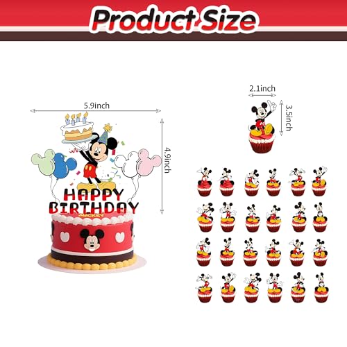 25-Piece Cartoon Mouse Birthday Cake & Cupcake Topper Set